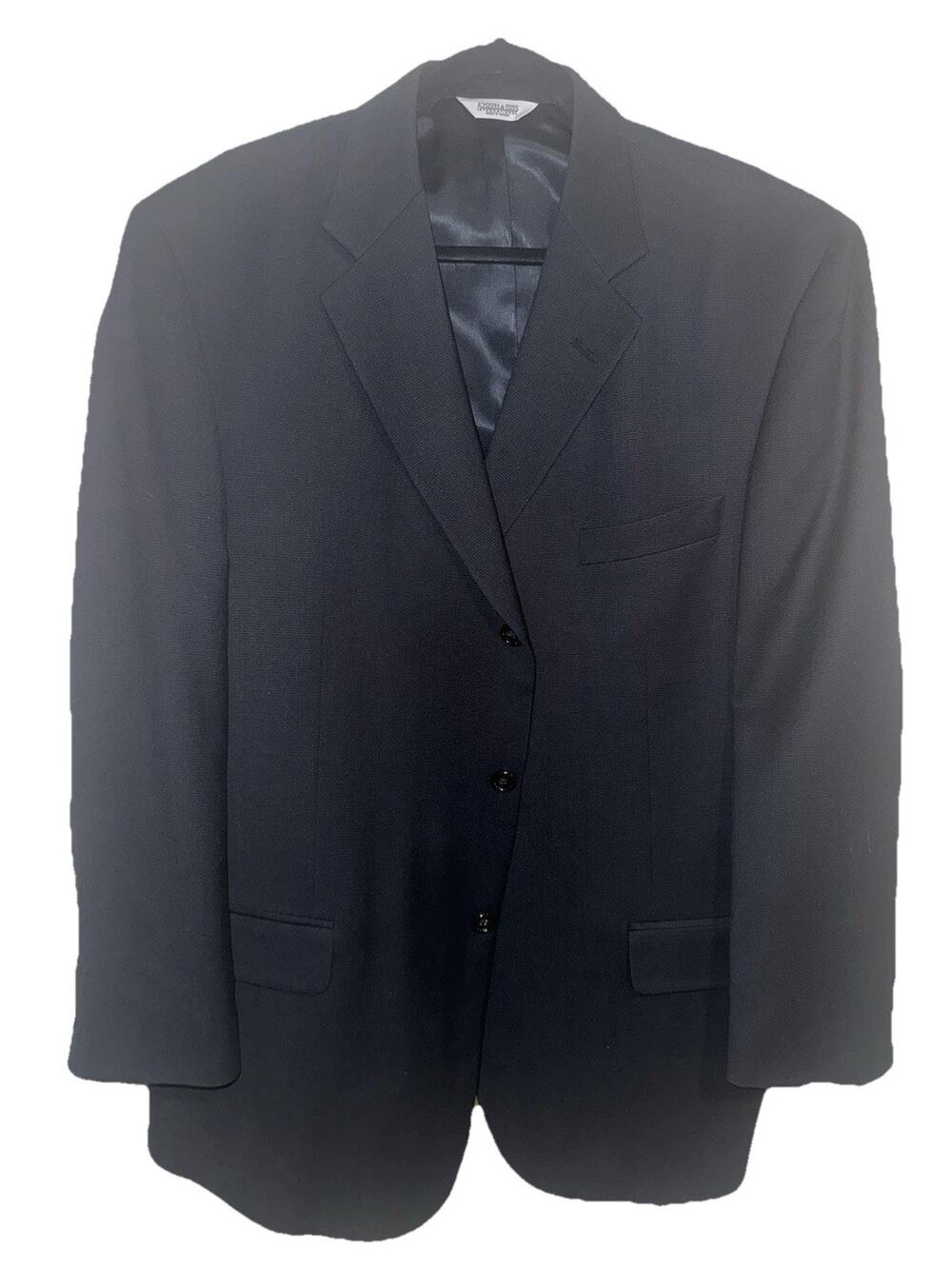 Joseph & Feiss Jacket Black 100% Worsted Wool Twill Blazer Sport Coat 46R